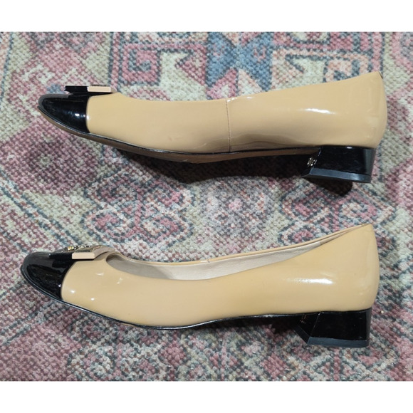 Tory Burch Gigi Pump Soft Patent Leather Heels Black/Beige Women’s Size 8.5 - Picture 4 of 7